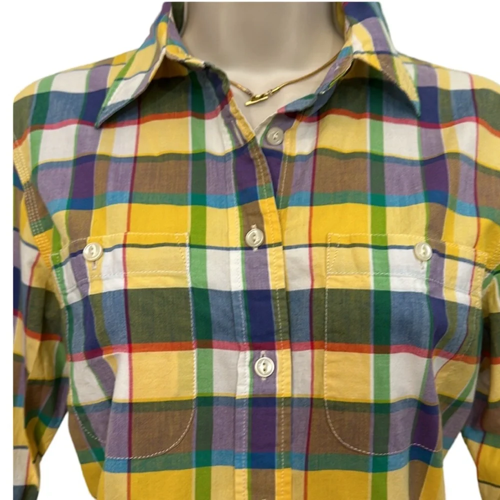 Ralph Lauren Yellow Plaid Button Down Shirt - Picture 2 of 3
